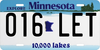 MN license plate 016LET