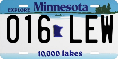 MN license plate 016LEW