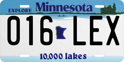 MN license plate 016LEX