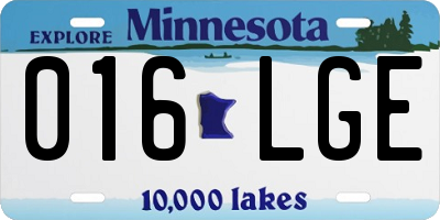 MN license plate 016LGE