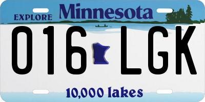 MN license plate 016LGK
