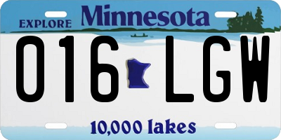 MN license plate 016LGW