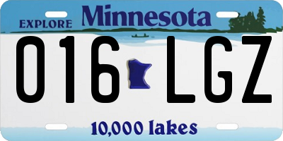 MN license plate 016LGZ