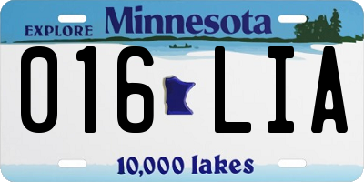 MN license plate 016LIA