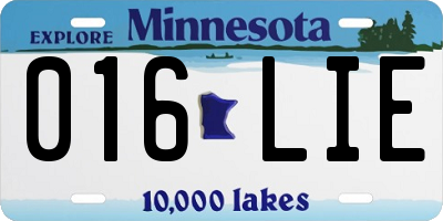 MN license plate 016LIE