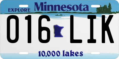 MN license plate 016LIK