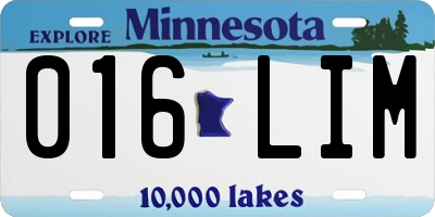 MN license plate 016LIM