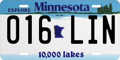 MN license plate 016LIN