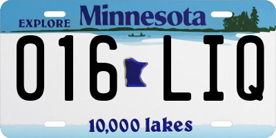 MN license plate 016LIQ