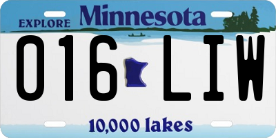 MN license plate 016LIW