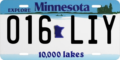 MN license plate 016LIY
