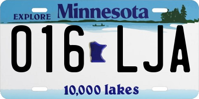 MN license plate 016LJA