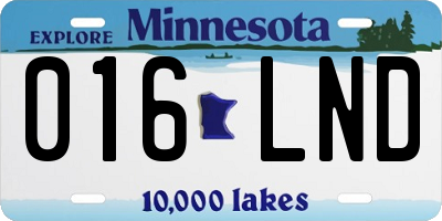 MN license plate 016LND