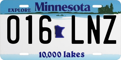 MN license plate 016LNZ