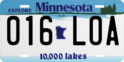 MN license plate 016LOA