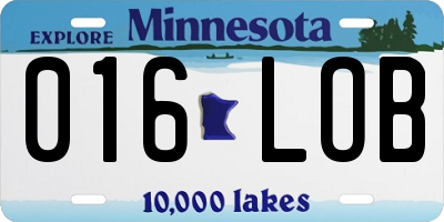 MN license plate 016LOB