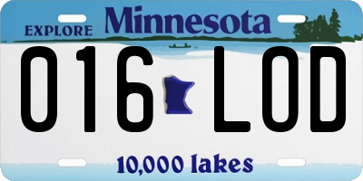MN license plate 016LOD