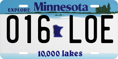MN license plate 016LOE