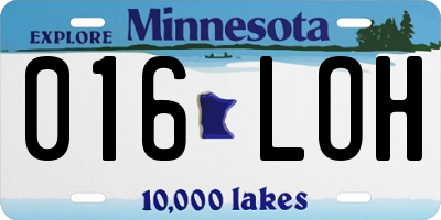 MN license plate 016LOH