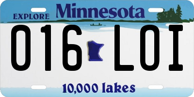 MN license plate 016LOI