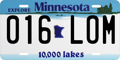 MN license plate 016LOM
