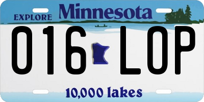 MN license plate 016LOP