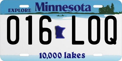 MN license plate 016LOQ
