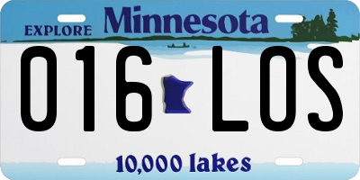 MN license plate 016LOS