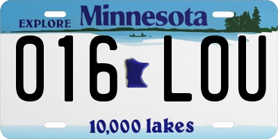 MN license plate 016LOU