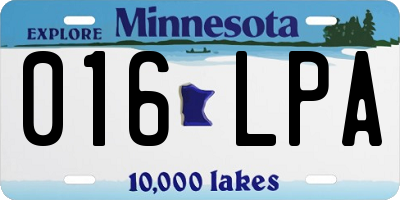 MN license plate 016LPA