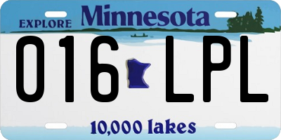 MN license plate 016LPL