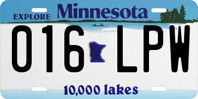 MN license plate 016LPW
