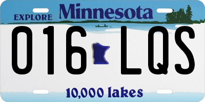 MN license plate 016LQS