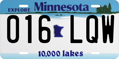 MN license plate 016LQW