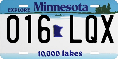 MN license plate 016LQX
