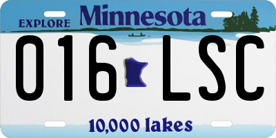 MN license plate 016LSC