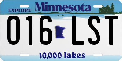 MN license plate 016LST