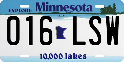 MN license plate 016LSW