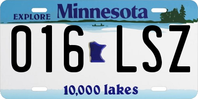 MN license plate 016LSZ