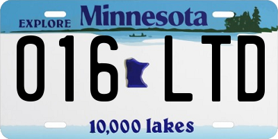 MN license plate 016LTD