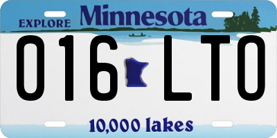 MN license plate 016LTO
