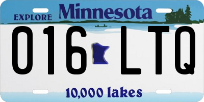 MN license plate 016LTQ