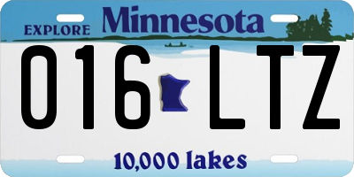 MN license plate 016LTZ