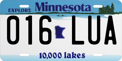 MN license plate 016LUA