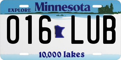MN license plate 016LUB