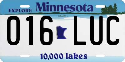 MN license plate 016LUC