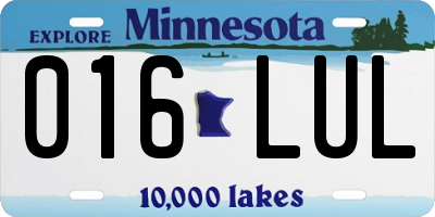 MN license plate 016LUL