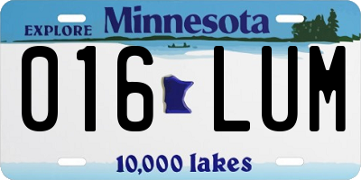 MN license plate 016LUM