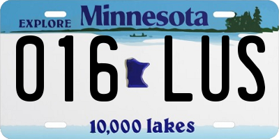 MN license plate 016LUS