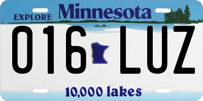 MN license plate 016LUZ